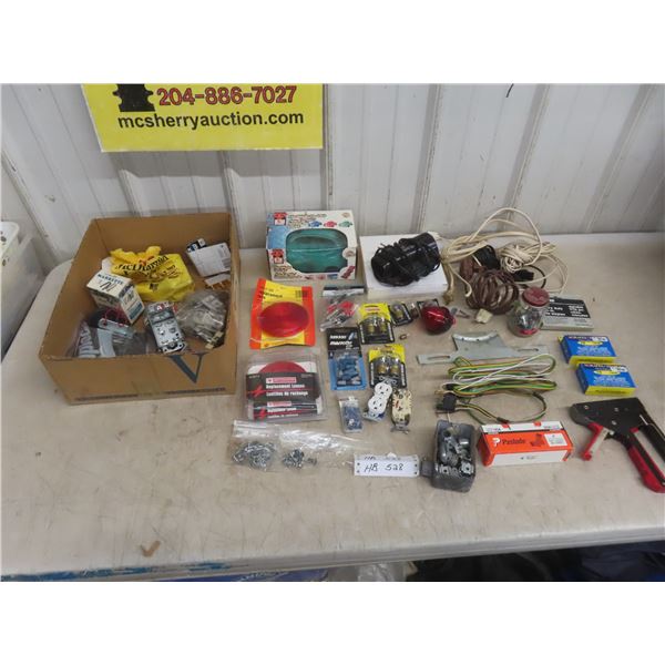 Flashlight; Tool Kit; Assorted Auto Light Bulbs; Stapler; Fasteners; And Receptacles.