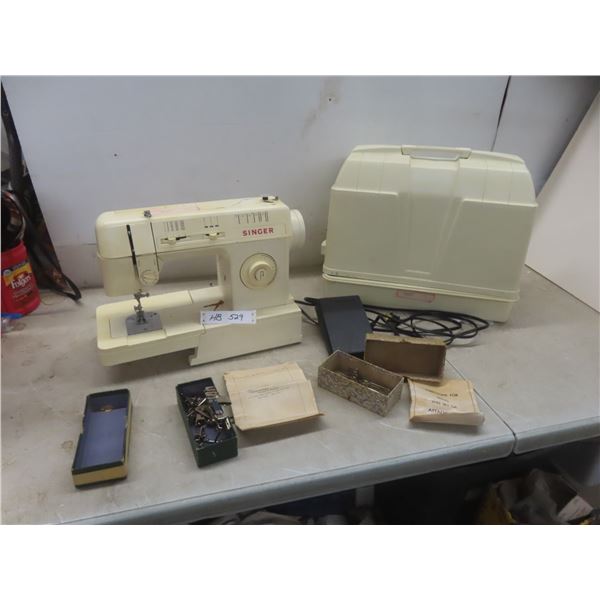 Singer Sewing Machine With Attachments.