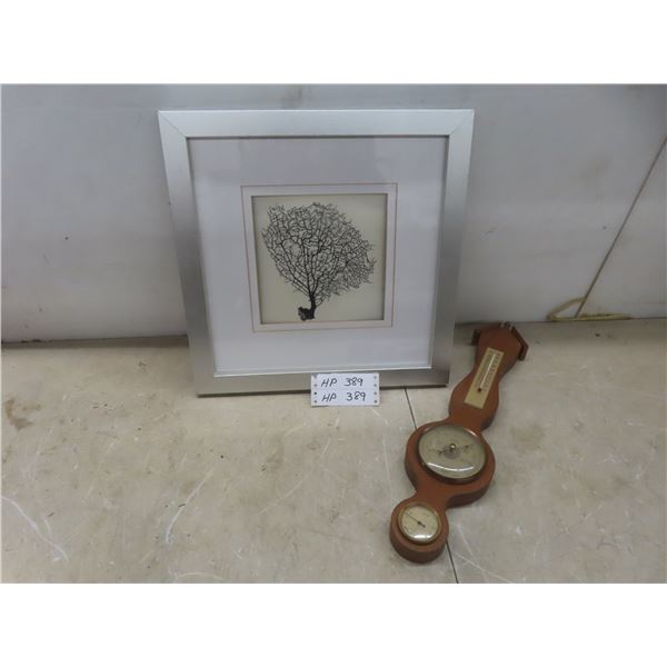 Framed Picture, 16" x 16", And A Barometer.