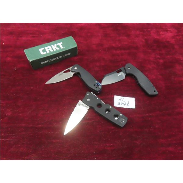2 CRKT Folding Knives And A Cold Steel Lightweight Folding Knife.