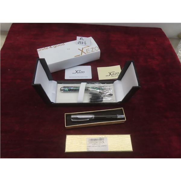 Xezo Fountain Pen Set With Certificate And A Lanxivi Fullwell Carbon-Fiber Fountain Pen.