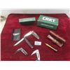 4 CRKT Folding Knives And A CRKT Travel Screwdriver With Driver Bits.