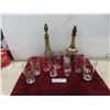 2 Glass Decanters; Assorted Branded Glasses — Coca-Cola, Pepsi, Coors, Pilsner, Samuel Adams.