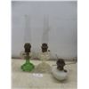 2 Aladdin Oil Lamps With Chimneys And 1 Base