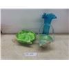 Hand-Blown Glass Vase; Art-Glass Basket And Bowl.