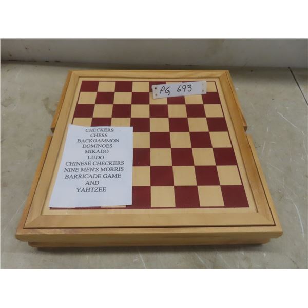 New Old Stock Unused Complete 10-In-1 Multi-Game Wooden Board Game Set.