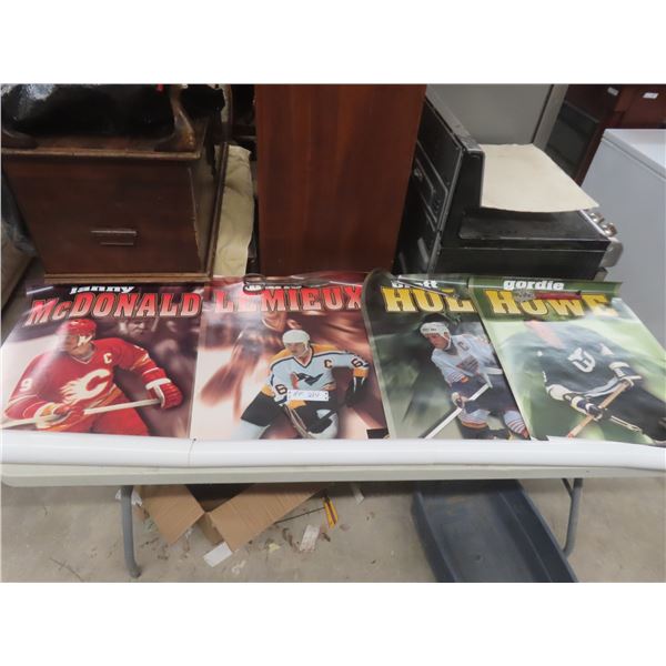 4 Kellogg’s NHL Player Posters— Lanny McDonald, Mario Lemieux, Brett Hull, And Gordie Howe.