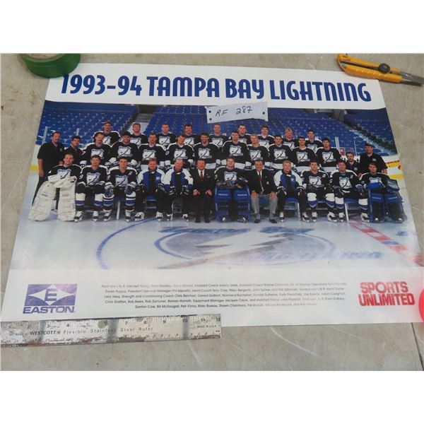 1993–94 Tampa Bay Lightning Team Poster, 18" x 24".