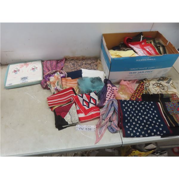 Box Of Handkerchiefs, Scarves, Pillowcases and More