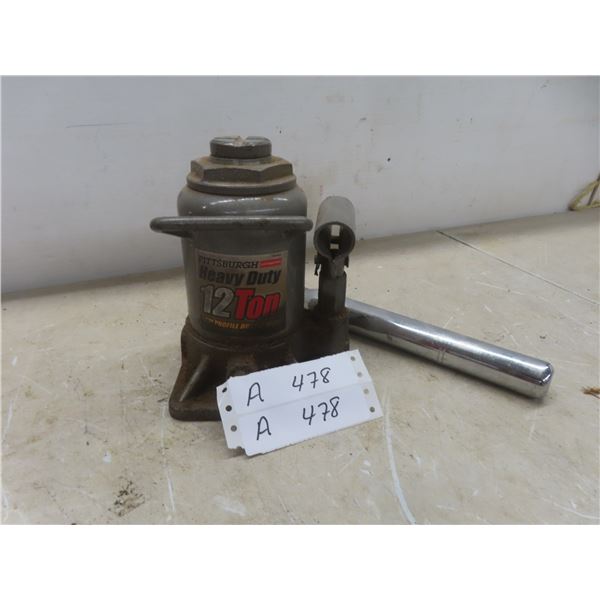 Pittsburgh HD 12-Ton Hydraulic Bottle Jack.