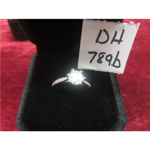 New Platinum-Plated 1.0 ct Cubic Zirconia Chanel Ring, Resizable.