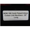 Image 6 : New 18K Gold-Plated 8.0 mm Cuban-Link Necklace, 20" Long.