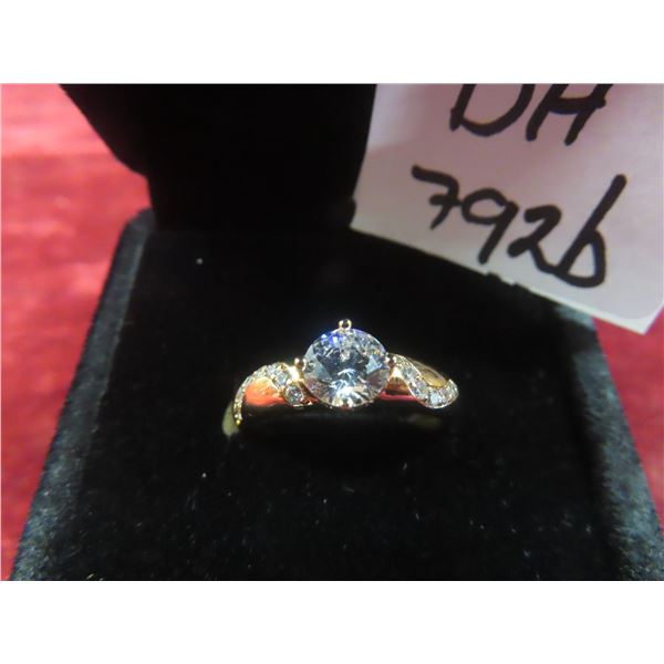 New 18K Gold-Plated 0.8 ct Cubic Zirconia Chanel Ring, Size 7.