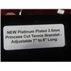 Image 6 : New Platinum-Plated 2.5 mm Princess-Cut Tennis Bracelet, Adjustable 7"-8".