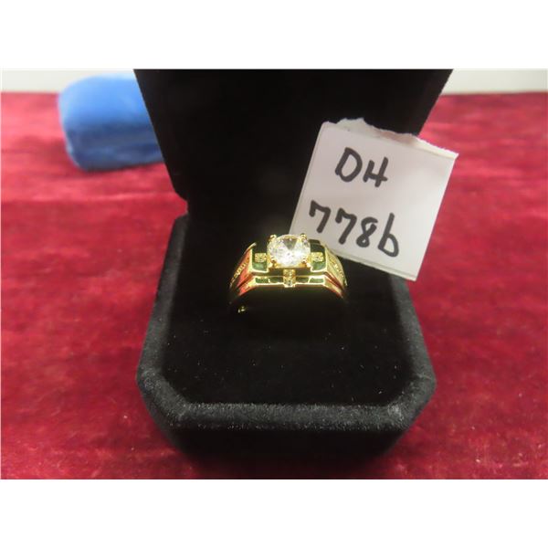New 14K Gold-Plated 1.0 ct Cubic Zirconia Men’s Ring, Resizable.