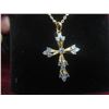 Image 2 : New 18K Gold-Plated 32.0 mm Cubic Zirconia Cross Necklace With 17" Chain.
