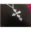 Image 5 : New 18K Gold-Plated 32.0 mm Cubic Zirconia Cross Necklace With 17" Chain.