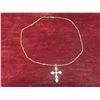 Image 7 : New 18K Gold-Plated 32.0 mm Cubic Zirconia Cross Necklace With 17" Chain.