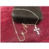 Image 8 : New 18K Gold-Plated 32.0 mm Cubic Zirconia Cross Necklace With 17" Chain.
