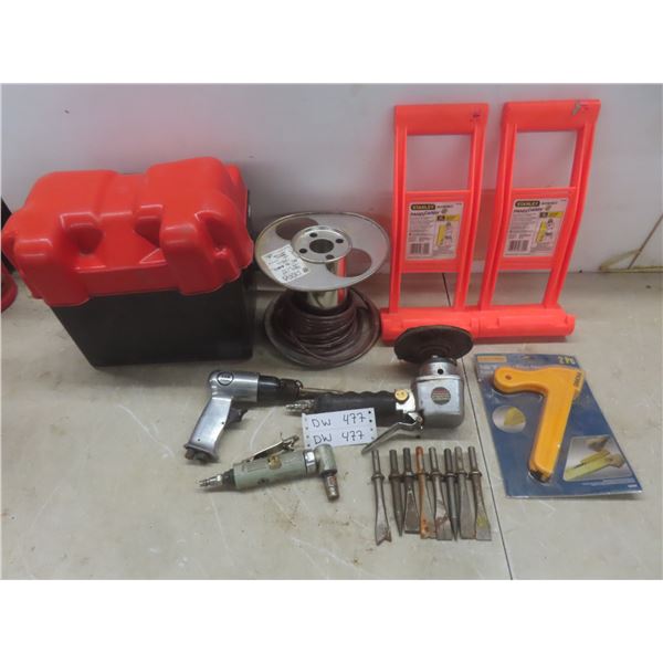 Battery Box, Air Tools, And Stanley Panel Carry Case.