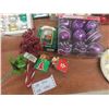 Image 4 : Christmas Decorations - Tree Ornaments, Garland, Face Cloths, With Tote.