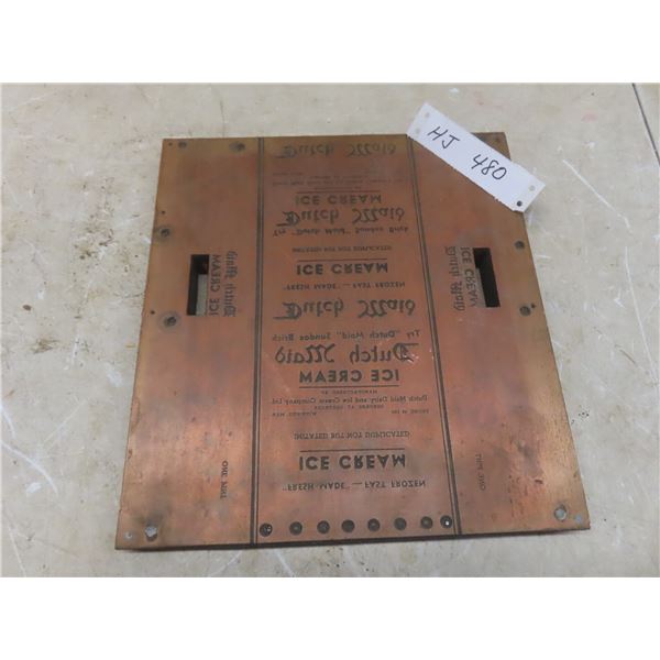 Printing Plate For Dutch Maid Ice Cream, 10 1/2" x 11 1/4".