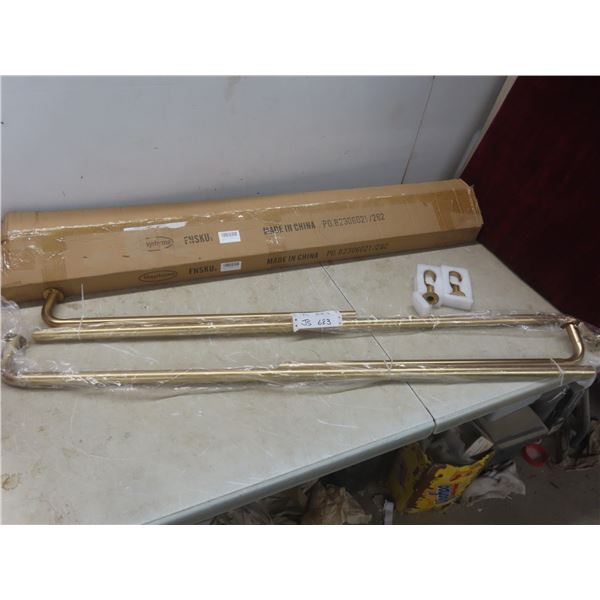 2 x New Gold Colour Curtain Rod, Adjustable 48 -84  Width.