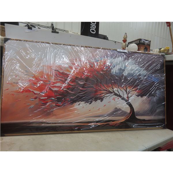 New Framed Picture On Canvas, 29" x 58".