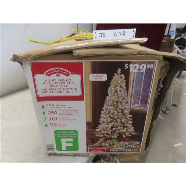 6 Ft 5  Pre-Lit Flocked Frisco Pine Tree.