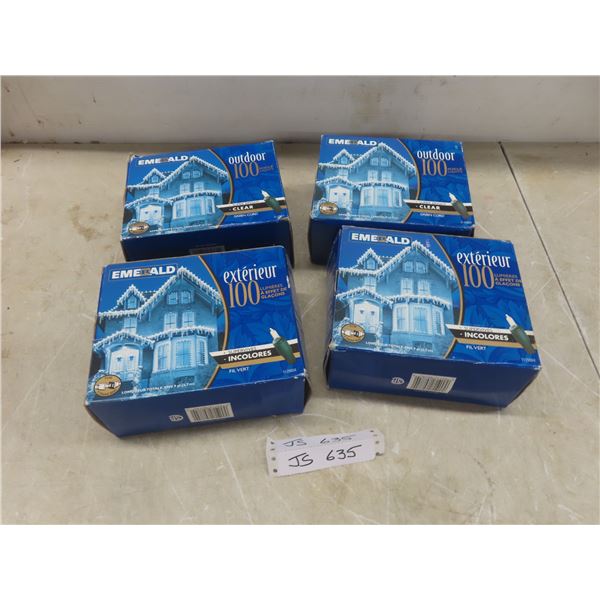 4 Sets Of 100-Count Clear Icicle Outdoor Lights - New.