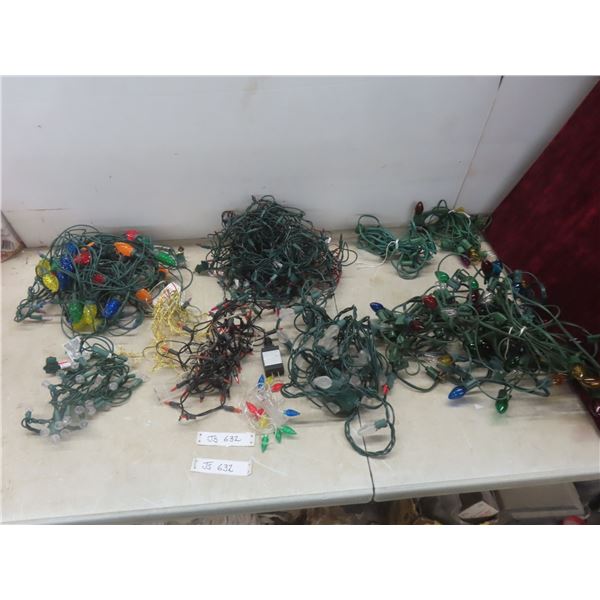 Box Of Christmas Lights In Assorted Styles.