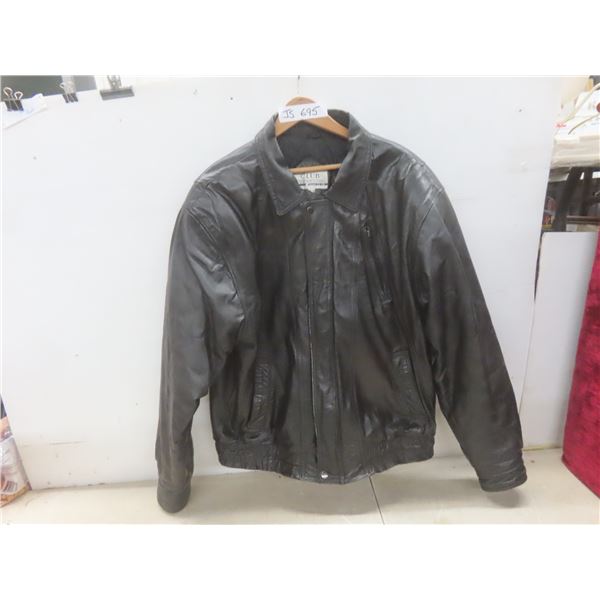Club International Leather Coat, Size Medium.