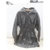 Image 1 : Danier Leather Coat, Size Small, With Detachable Hood.