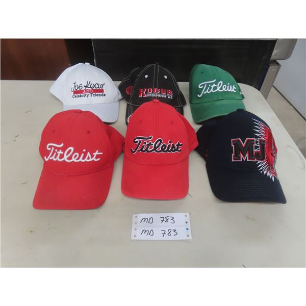 6 Collectible Ball Caps - Titleist, Kocur And MJ Warriors.