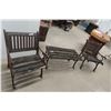 Image 1 : 3pce Yard Furniture: Weathered Wood and Cast (2) Seats 23'' Wide