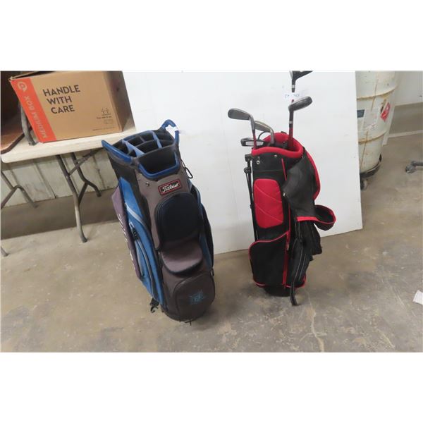 Titleist Golf Bag, TPX Golf Bag & 5 Left Handed Golf Clubs