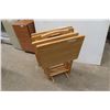 Image 1 : 4 Wood Folding TV Tables with Rack 