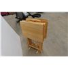 Image 2 : 4 Wood Folding TV Tables with Rack 