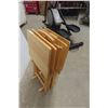 Image 3 : 4 Wood Folding TV Tables with Rack 
