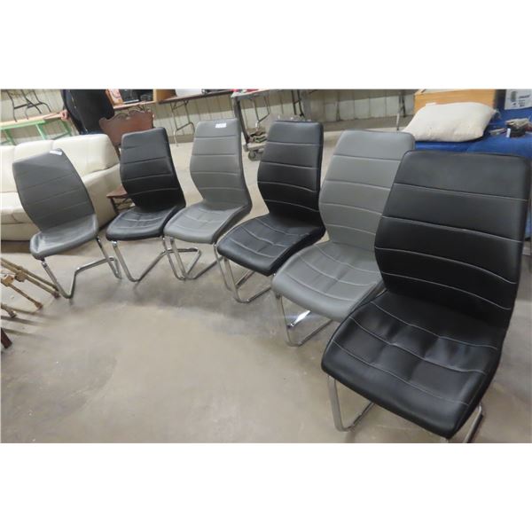 6 Leather/Leather Style Dining Room Chairs, Matching in 2 