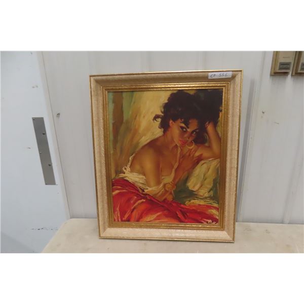 Vintage Picture of Lady 24'' x 29'' 