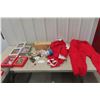 Image 1 : Christmas Ornaments, Tree Stand, Santa Suit 
