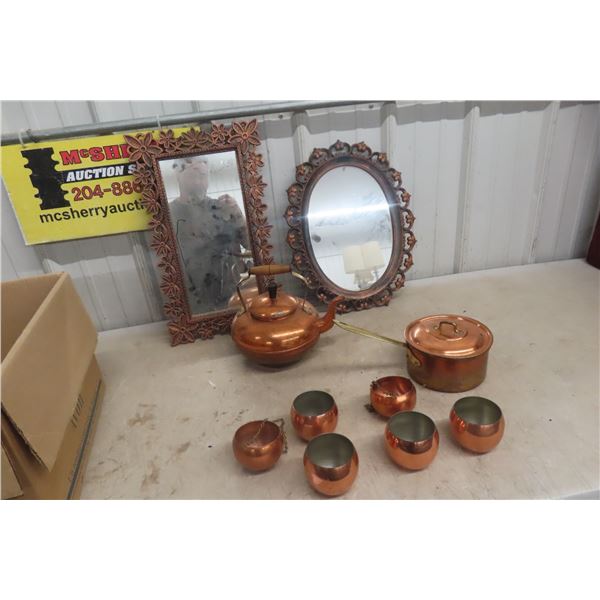 Copper Kettle, Pot, Planter, Copper Craft Mirrors, Biggest