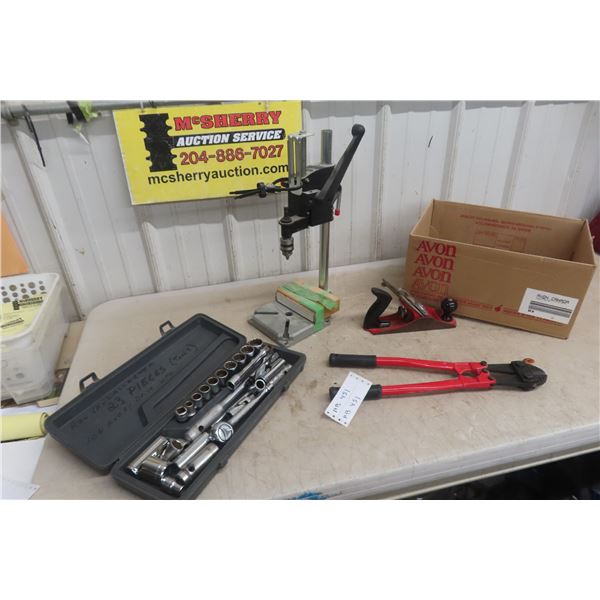 1/2'' Socket Set, Bolt Cutters 18'', Wood Hand Planer, Press 