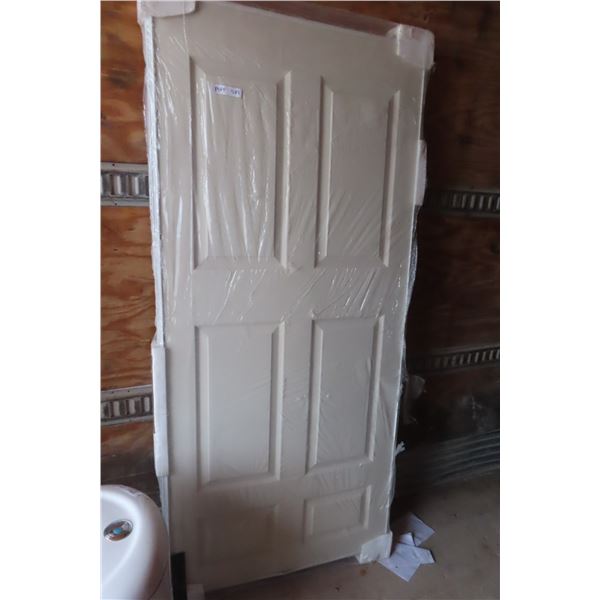 New White Framed 6 Panel Sliding Door 72'' x 80.5'' x 3.25'' 