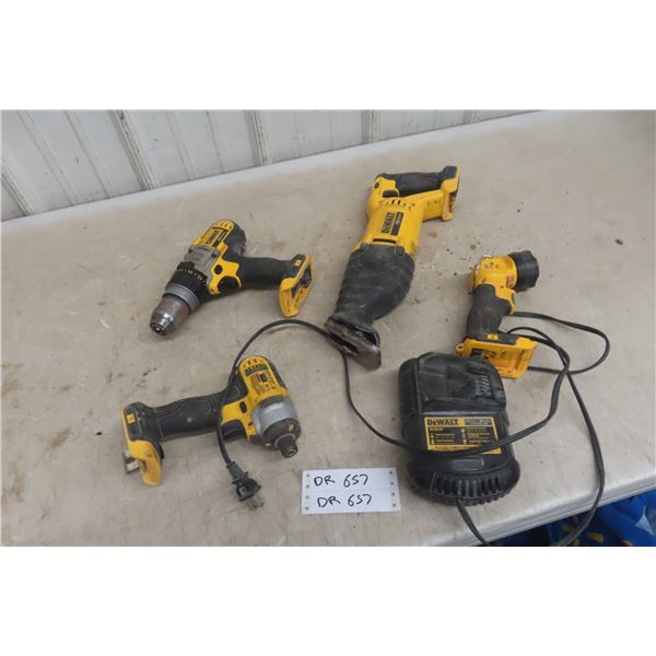 4 Dewalt Cordless Tools & 1 Charger : Drill, Reciprocating Saw, 