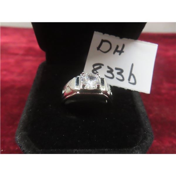 New Platinum-Plated 1.0 Ct Cubic Zirconia Men's Ring, Resizable.