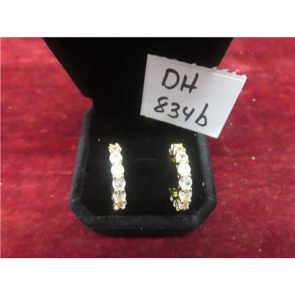 New 14K Gold-Plated 1.1 TCW Cubic Zirconia Hoop Earrings.