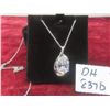 New Platinum-Plated 6.0 Ct Pear-Cut Cubic Zirconia Necklace With Adjustable 16-18" Chain.