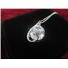 Image 3 : New Platinum-Plated 6.0 Ct Pear-Cut Cubic Zirconia Necklace With Adjustable 16-18" Chain.